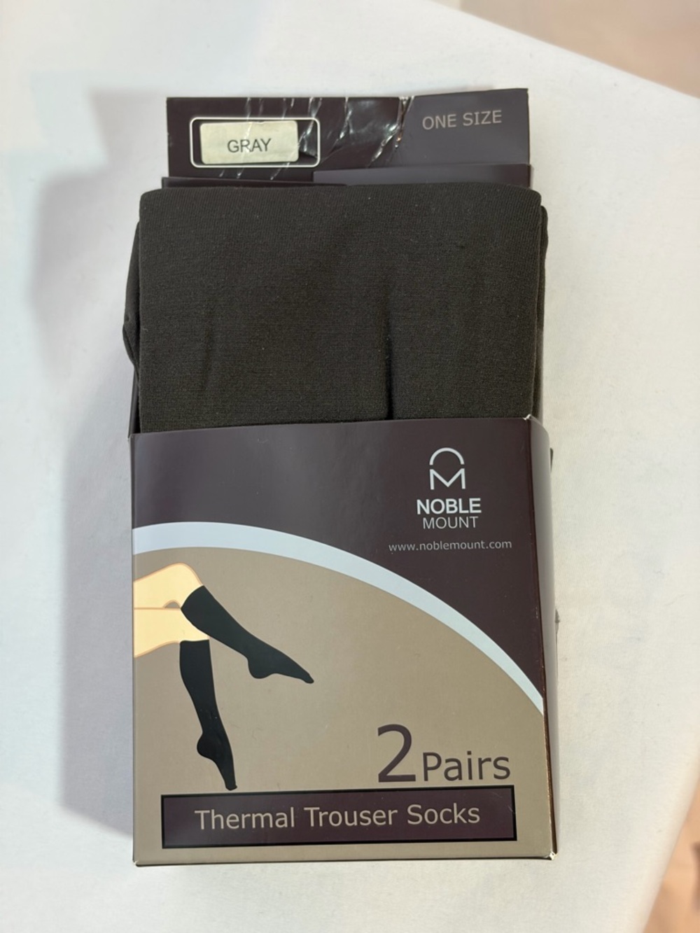 NWT NOBLE MOUNT Thermal Trouser Socks 2 Pairs in Gray One Size